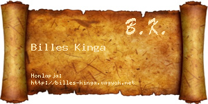 Billes Kinga névjegykártya